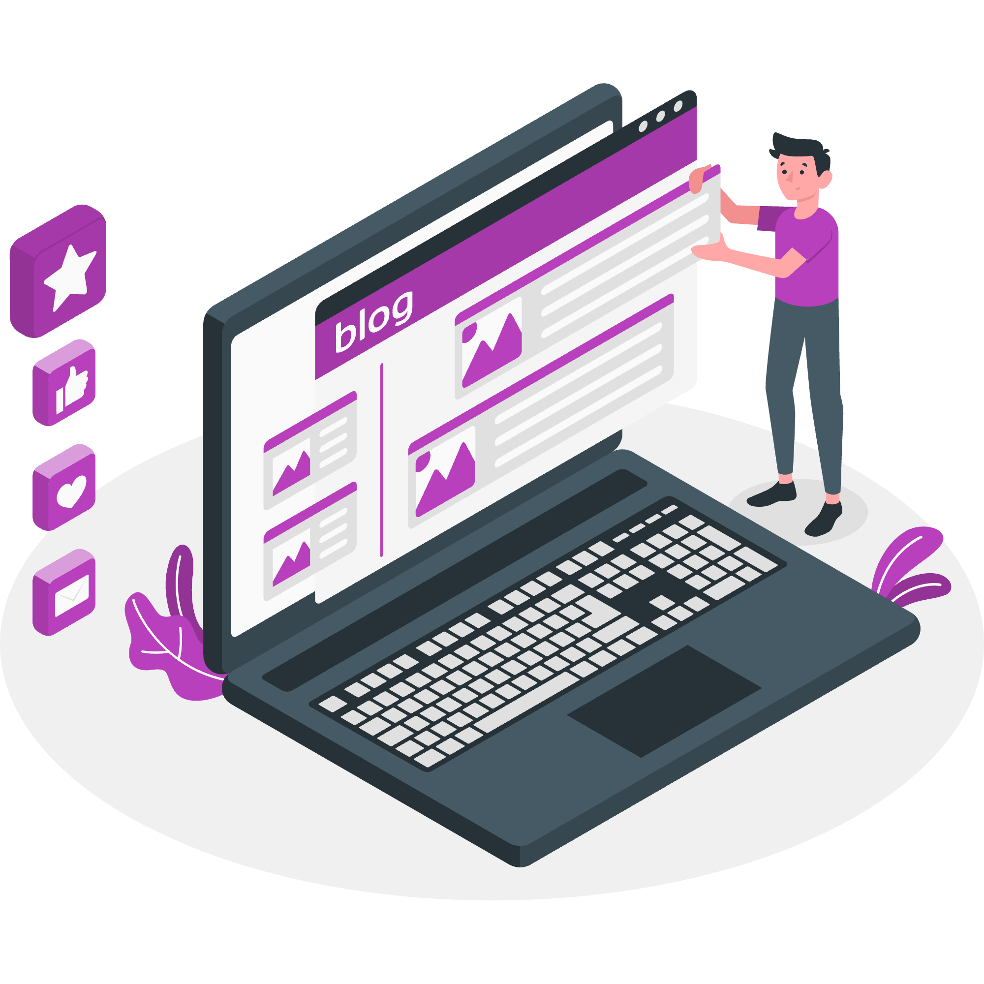 illustration of a blog on a laptop